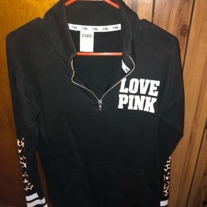 PINK zip up with cheetah sleeves